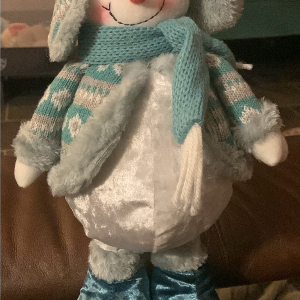 Cute Snowman Plush with Blue Accents